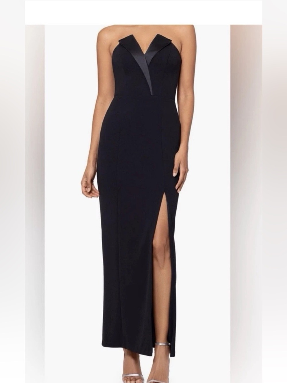 Elegant Black V-Neck Maxi Dress with Thigh Slit